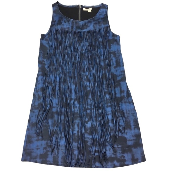 Dkny Jeans Tie Dye Fringe Shift Dress In Blue/Black - Picture 2 of 7